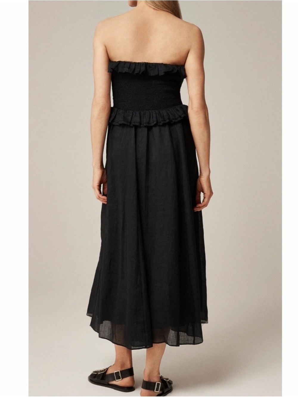 J.CREW Ruffle Smocked Strapless Ravenna Ramie Maxi Dress - Picture 8 of 8